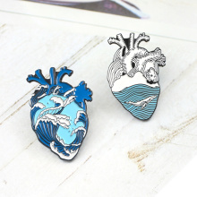 Sea wave island natural scenery style cartoon custom badge factory direct metal lapel pin